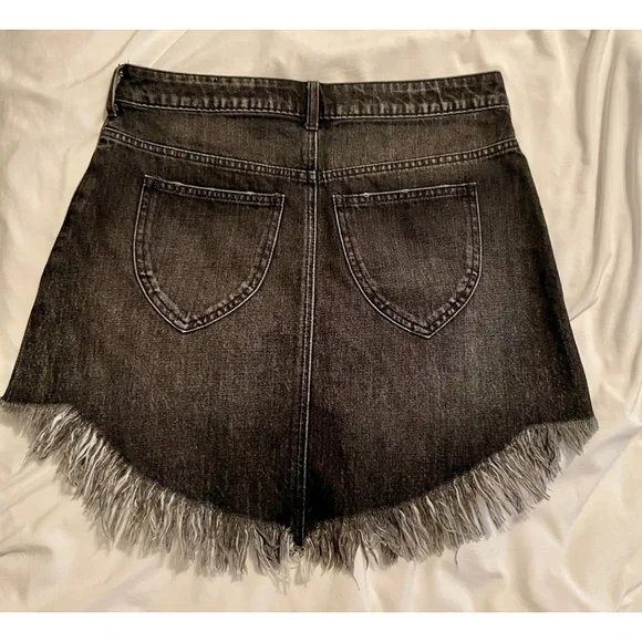 Women's Black We The Free Denim Skirt Size 29 Fringe - Picture 9 of 9